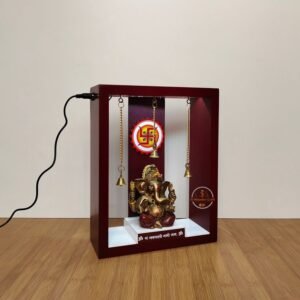 Ganesha Seated on Lotus in Wood Frame