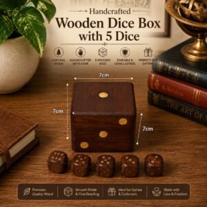 Wooden Dice Box with 5 Dice